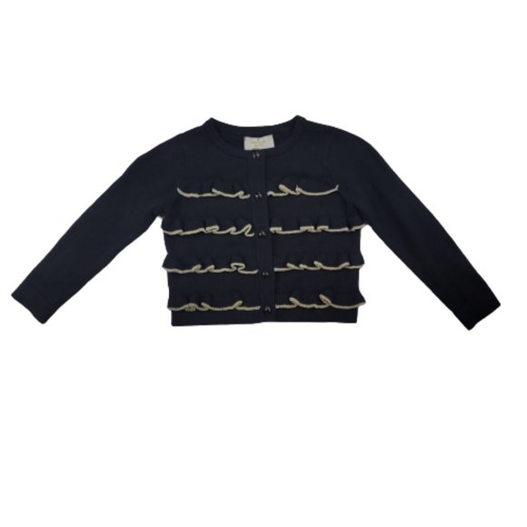 Kate Spade Black Ruffle Front Cardigan Sweater - Picture 6 of 9